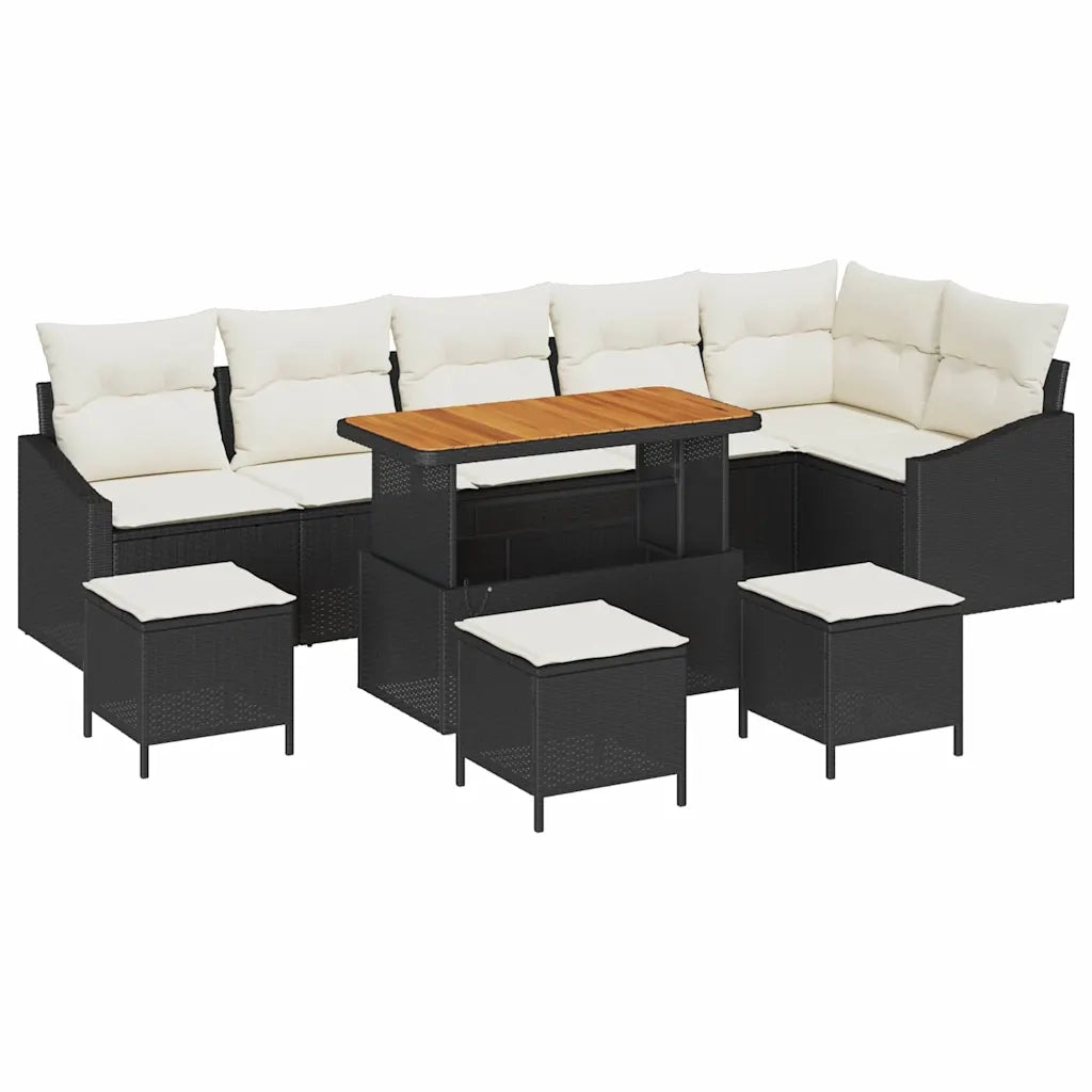 Set Divano da Giardino con cuscino 10 pcs Nero polyrattan 3362680