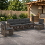 Set Divano da Giardino 6 pz Grigio e Grigio Scuro polyrattan 3435380