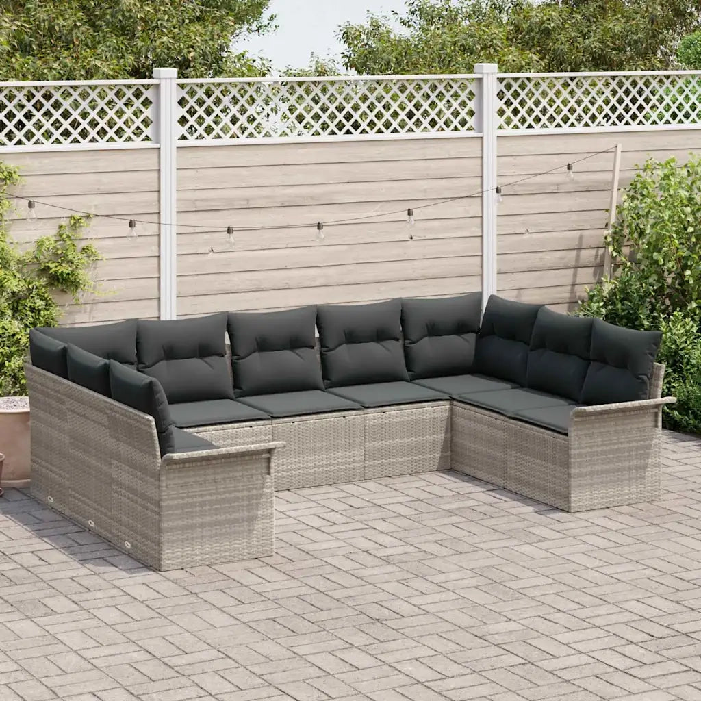 Set Divano da Giardino con cuscino Grigio chiaro polyrattan 3345522