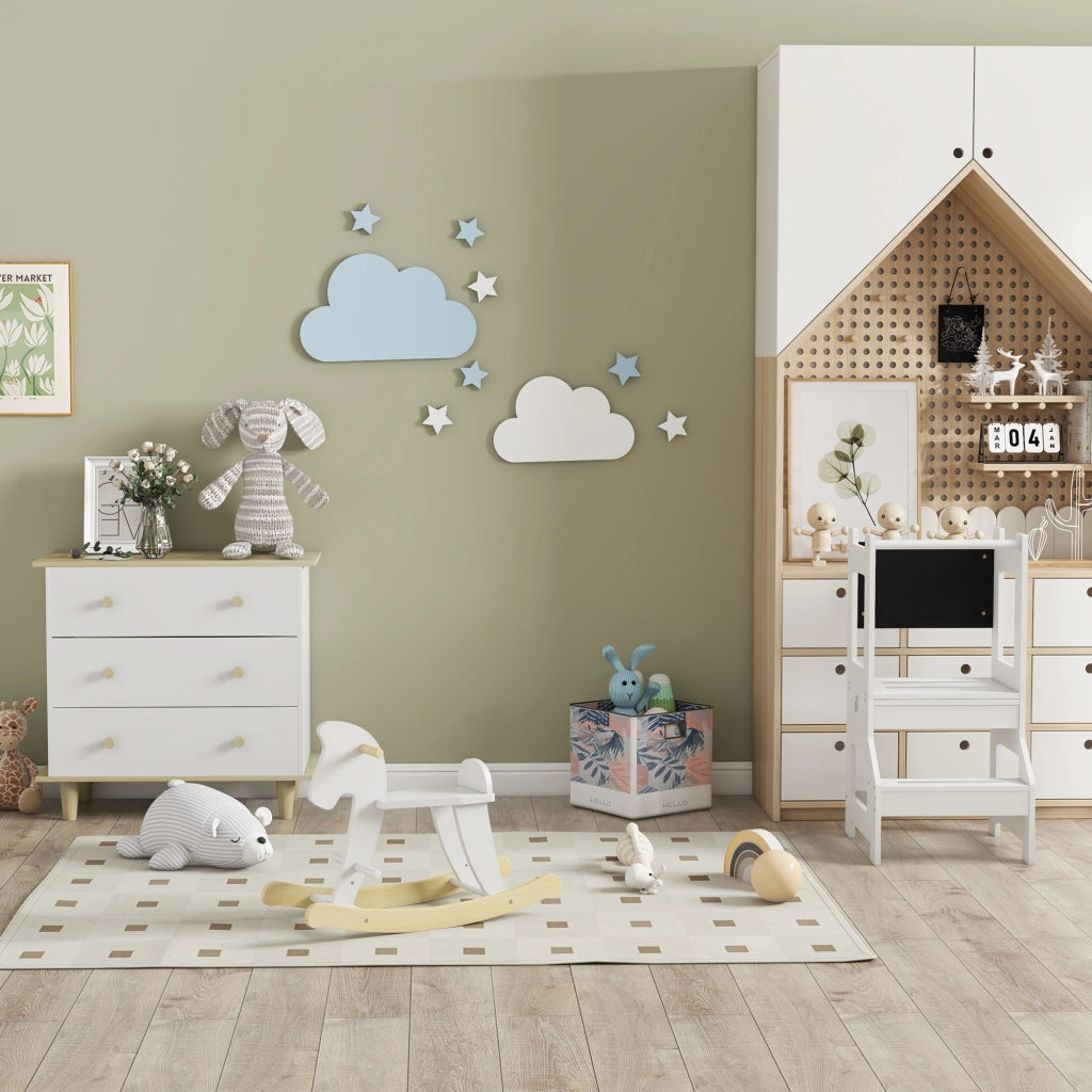 Scrivania per bambini con pannello scrivibile ¨C zephmum ¨C Bianco 42x44x86 cm