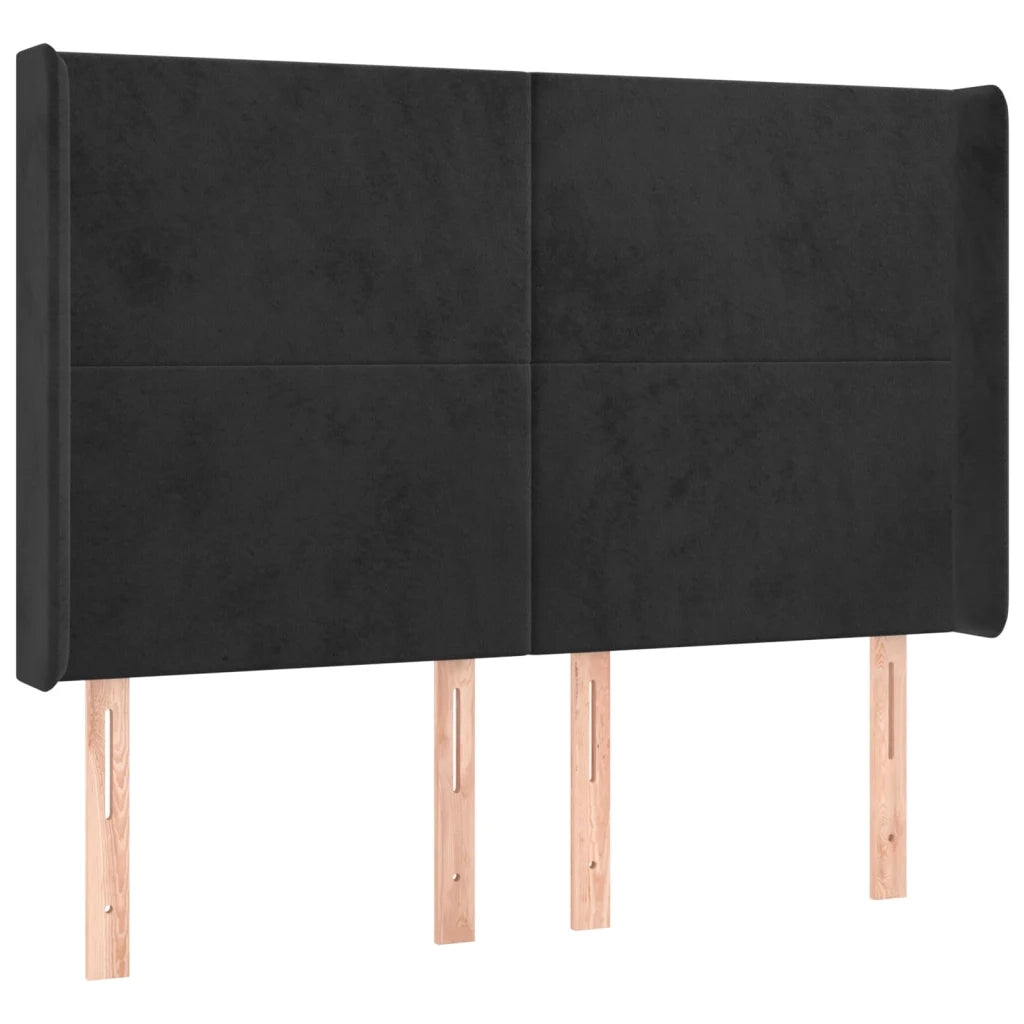 Testiera | Testata ad Orecchio Nera 147x16x118/128 cm in Velluto