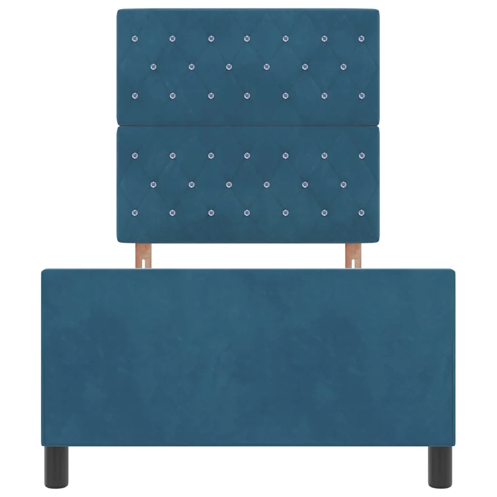 Letto a molle con testiera Blu Scuro 90 x 190 cm Velluto