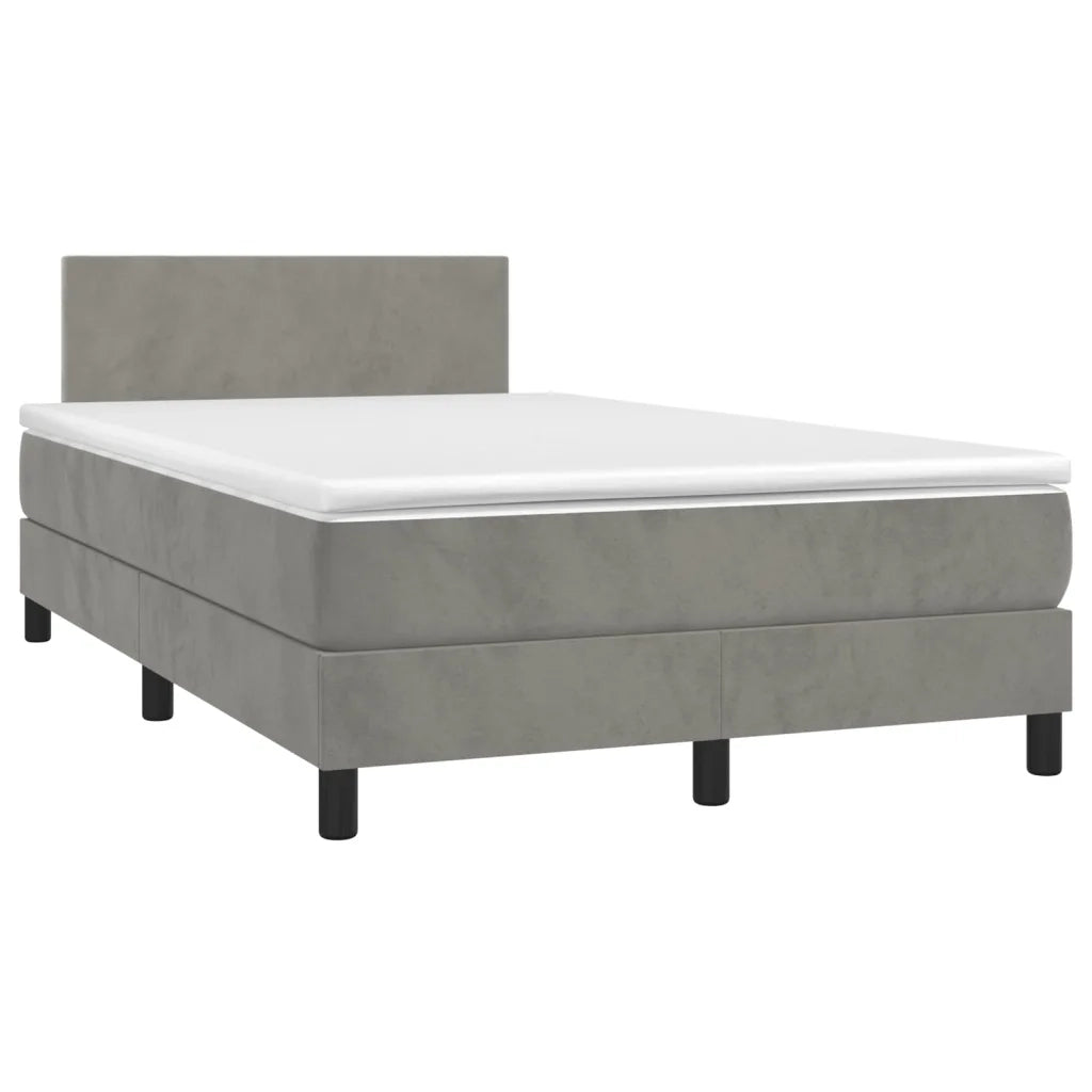 Letto a Molle con Materasso e LED Grigio Chiaro 120x200 cm Velluto