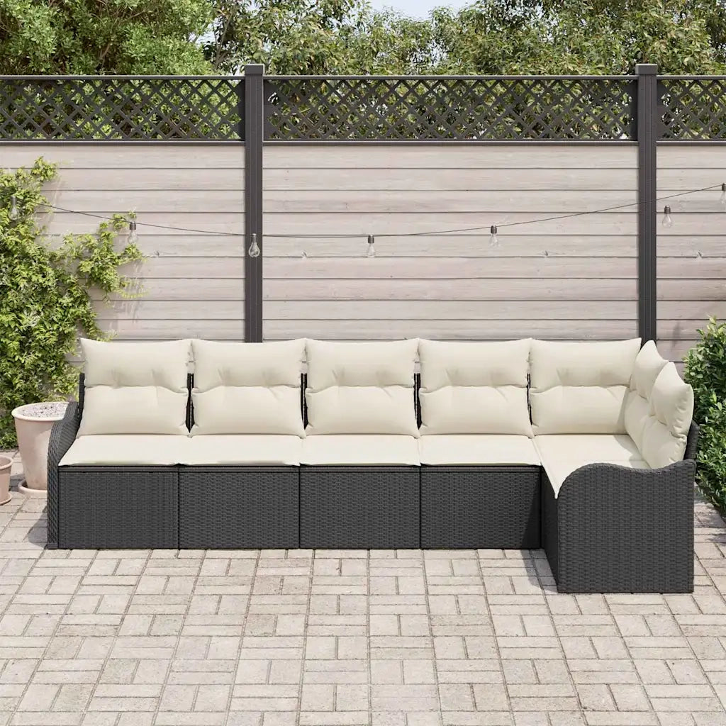 Set Divano da Giardino Nero polyrattan