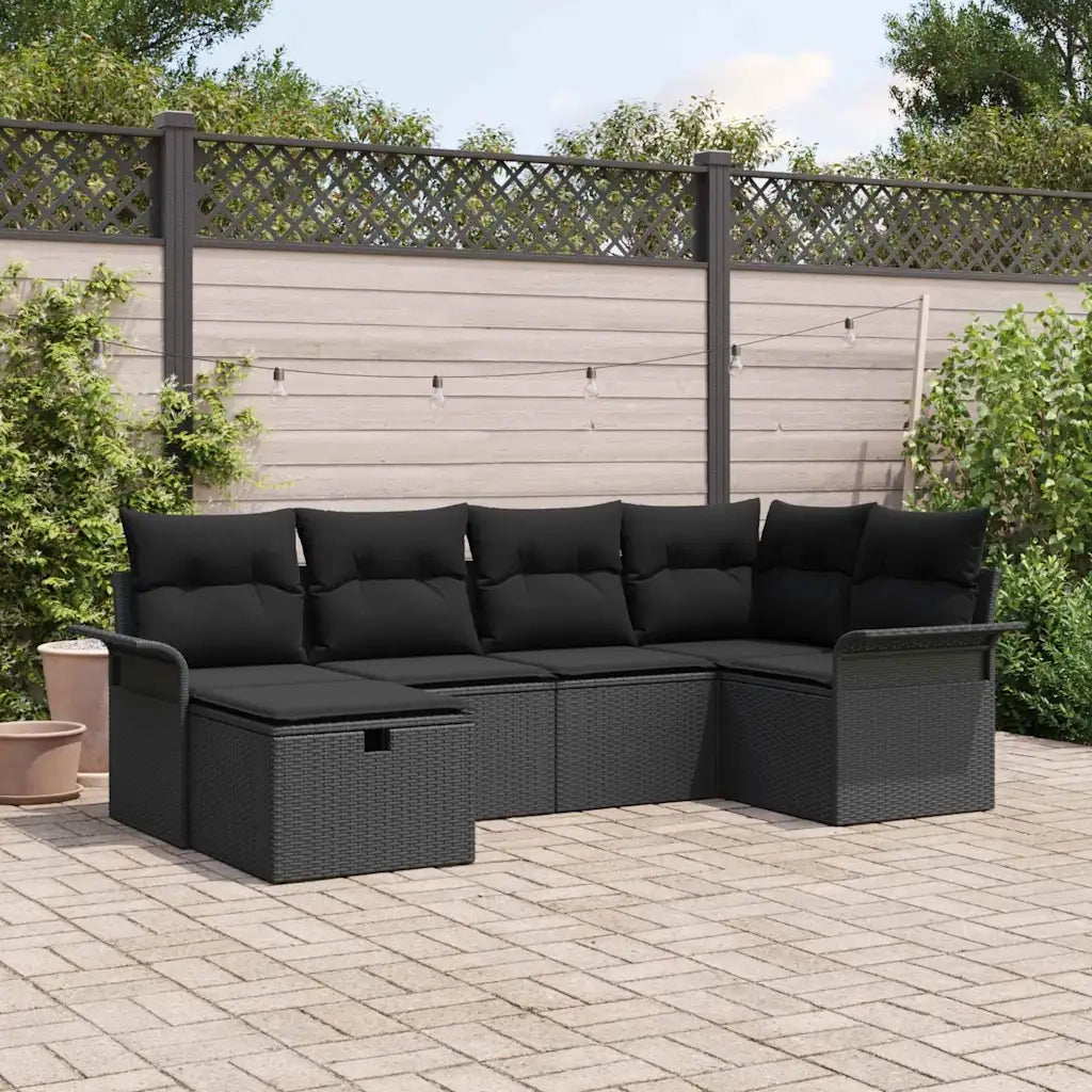 Set Divano da Giardino con cuscino 6 pcs Poly Rattan