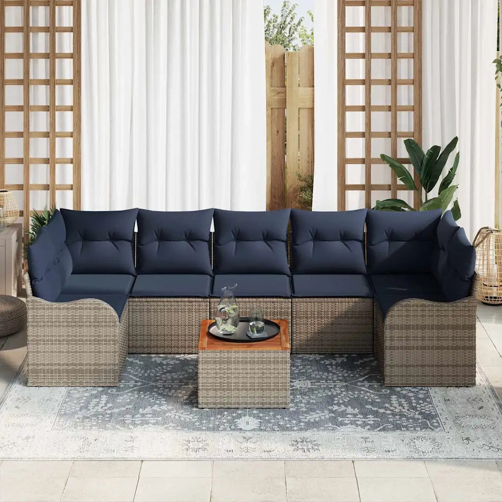 Set Divano da Giardino 8 pz Grigio polyrattan 3347423