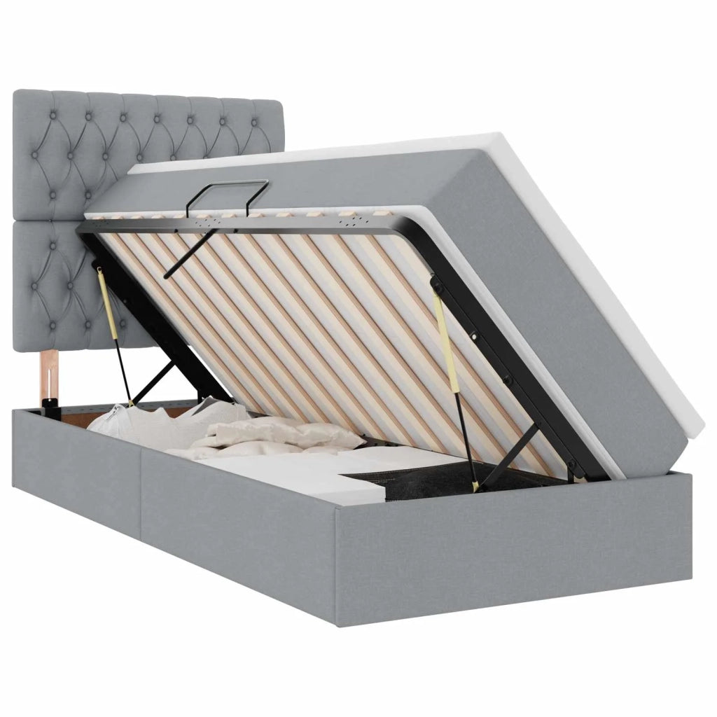 Letto con contenitore e materasso Grigio chiaro 90 x 190 cm