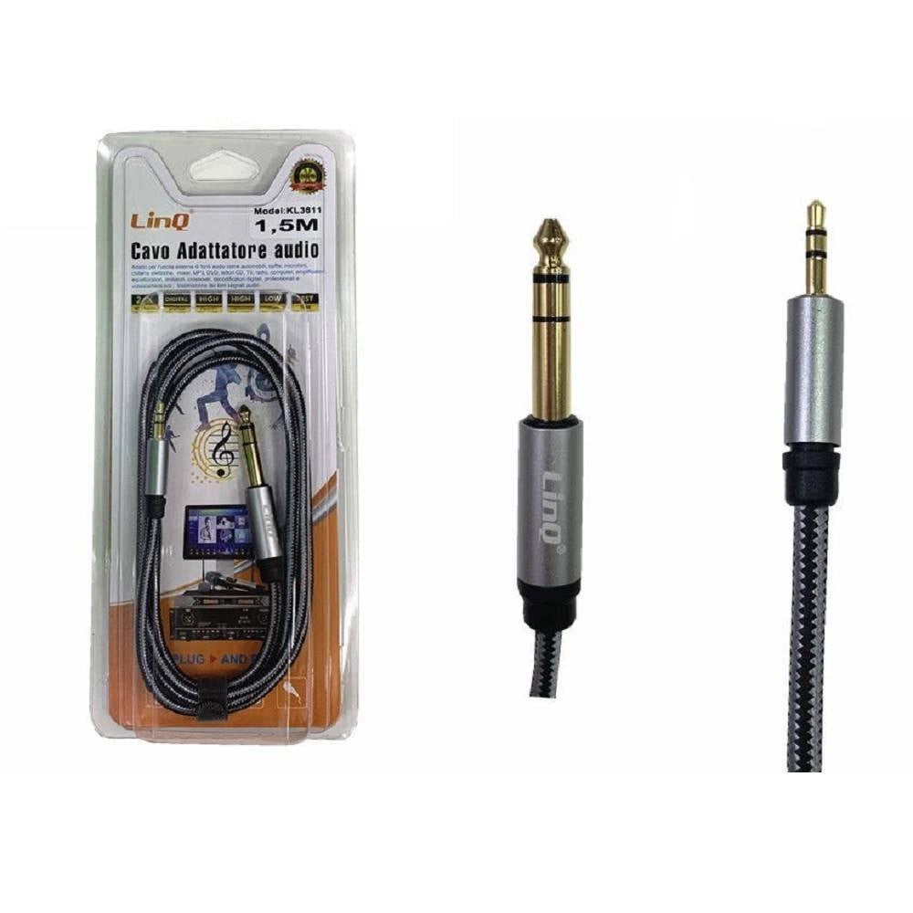 Trade Shop - Cavo Adattatore Audio Jack 3,5mm – Jack 6,35mm 1,5 Mt Per Microfoni Mixer Kl3611 -