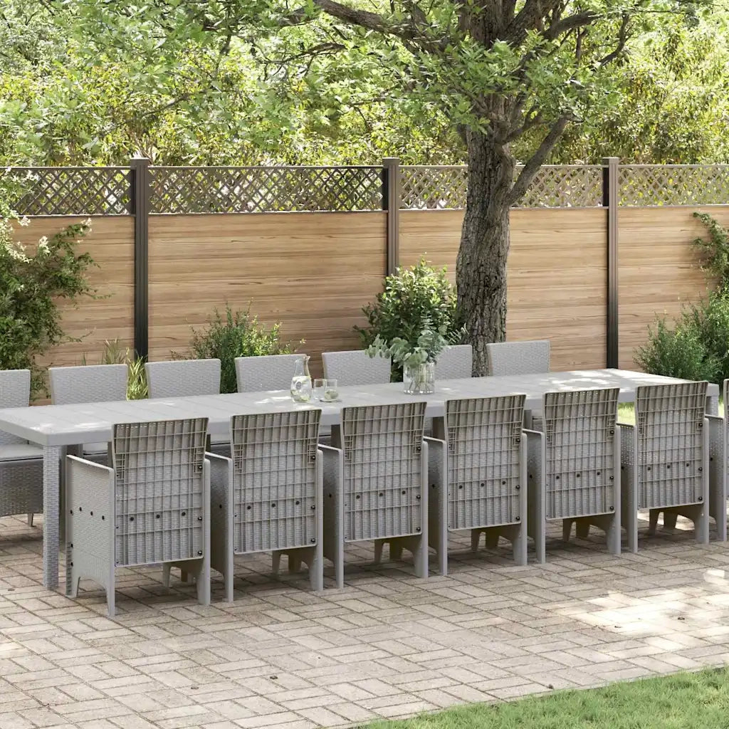 Set da pranzo da giardino con cuscini 15 pcs Grigio chiaro PP