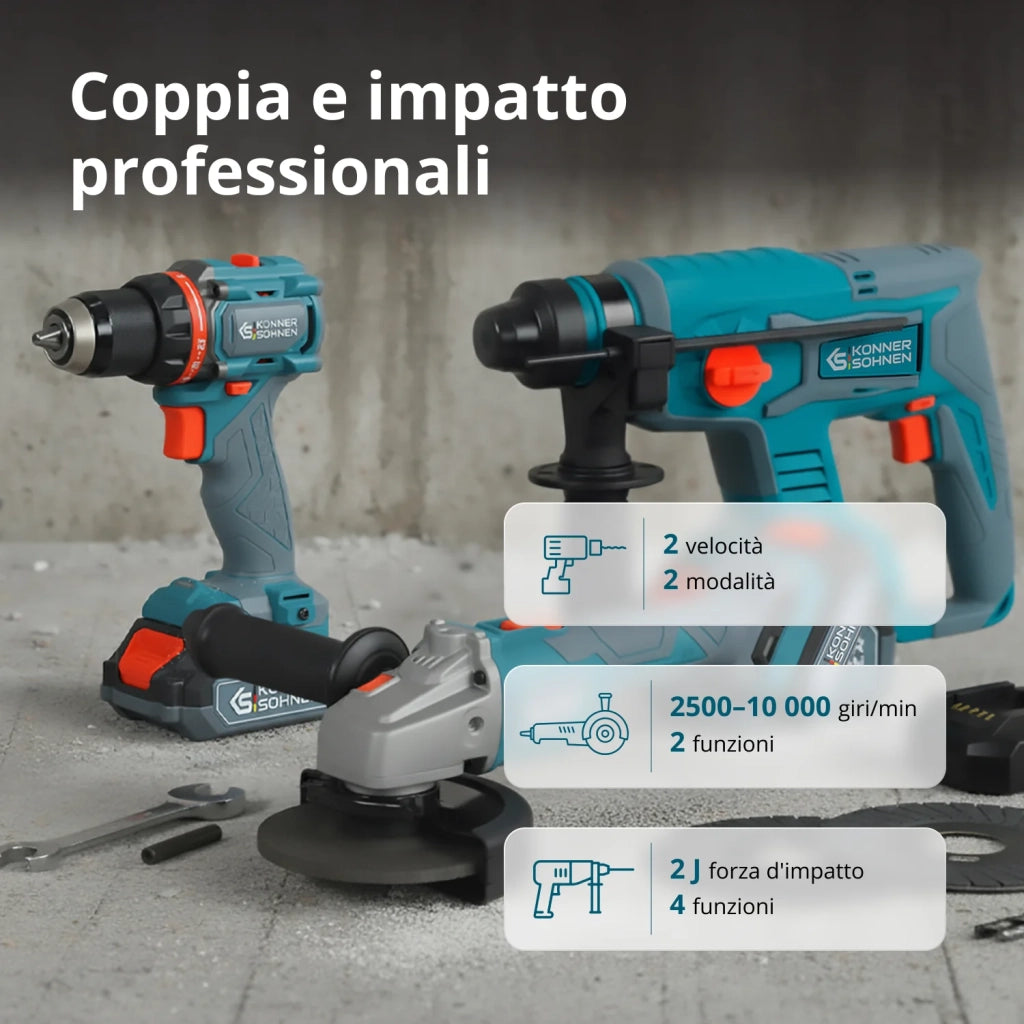 Set Master Senza Fili Kit 3-in-1 KS RHAGD 20V SET 3 PLUS