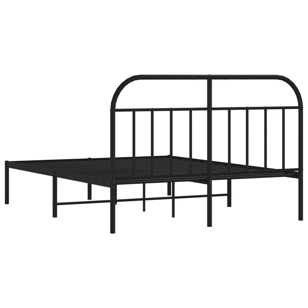 Letto matrimoniale | Letto per adulti | Giroletto con Testiera in Metallo Nero 140x190 cm