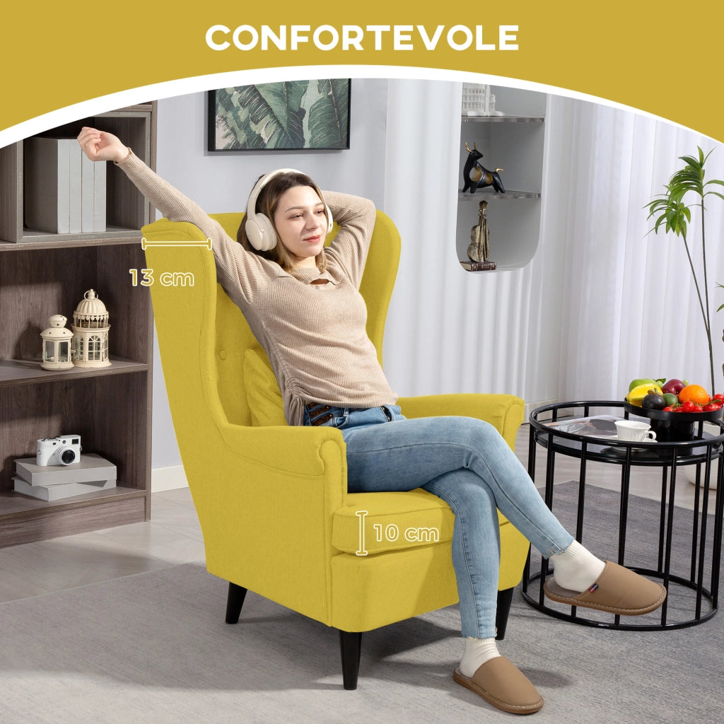 Poltrona Reclinabile con Poggiapiedi ¨C Zephmum ¨C Tessuto Giallo 75x83x104