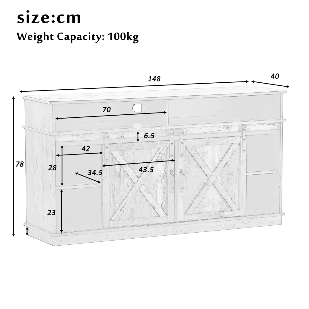 Credenza TV marrone in truciolare lunghezza 148 cm