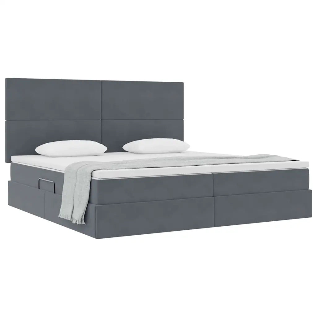 Letto con contenitore e materasso Grigio scuro 200 x 200 cm 3371992