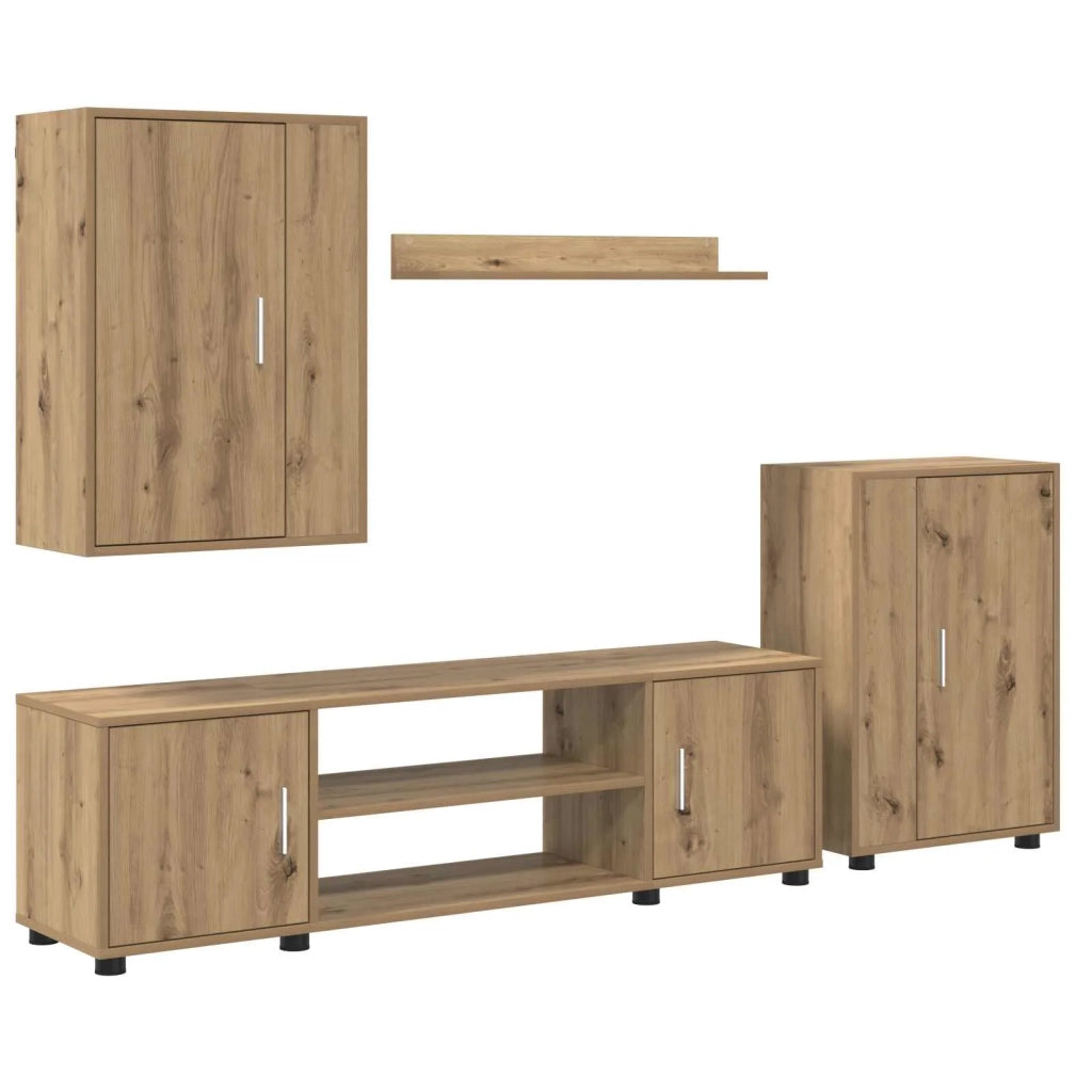 Set mobile TV 4 pcs Rovere artigianale Legno multistrato 3397903