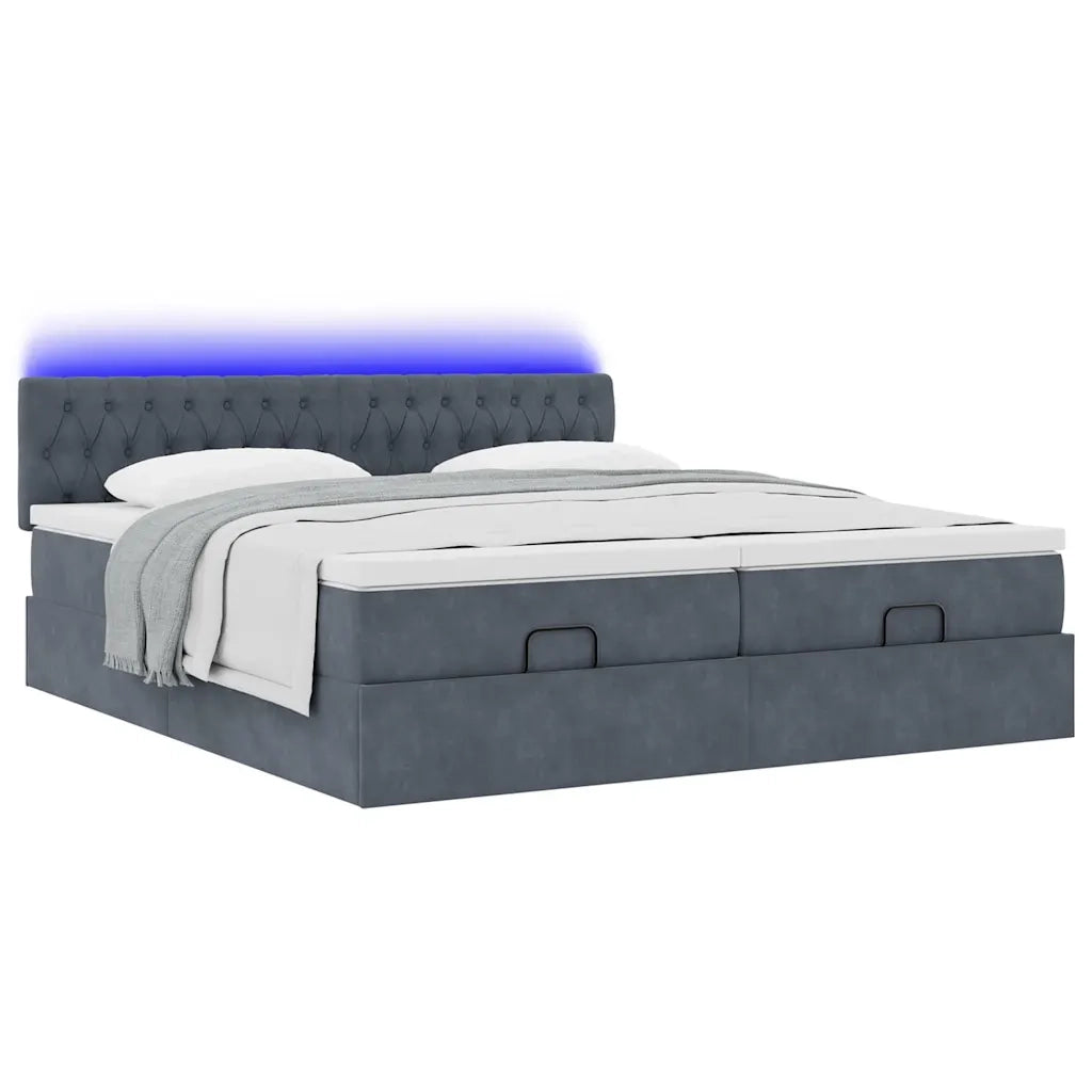 Struttura Letto Pouf con Materassi 200x200 cm Velluto