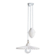 Sospensione Saliscendi Classico L&aposAquila Metallo E Ceramica Ottone 1 Luce E27