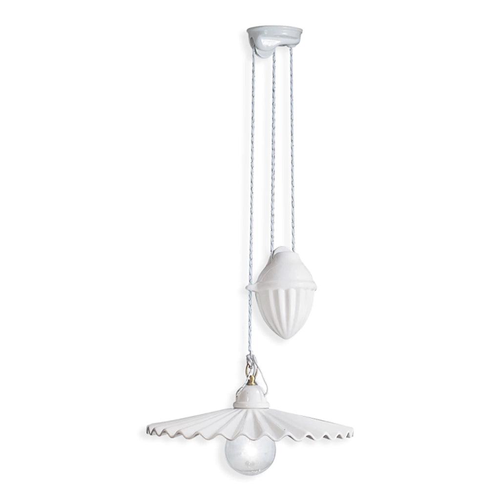 Sospensione Saliscendi Classico L&aposAquila Metallo E Ceramica Ottone 1 Luce E27