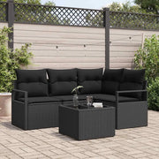 Set di divani 5 pcs Nero polyrattan