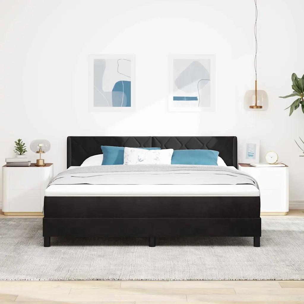 Letto a molle con materasso Nero 200 x 180 cm Poliestere