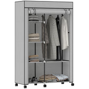 Armadio in Tessuto con 6 Ripiani e Appendiabiti ¨C Minimal ¨C Grigio Chiaro
