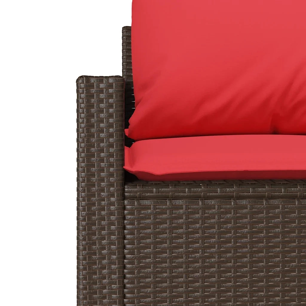 Set Divano da Giardino 4 pz con Cuscini Marrone in Polyrattan 366366