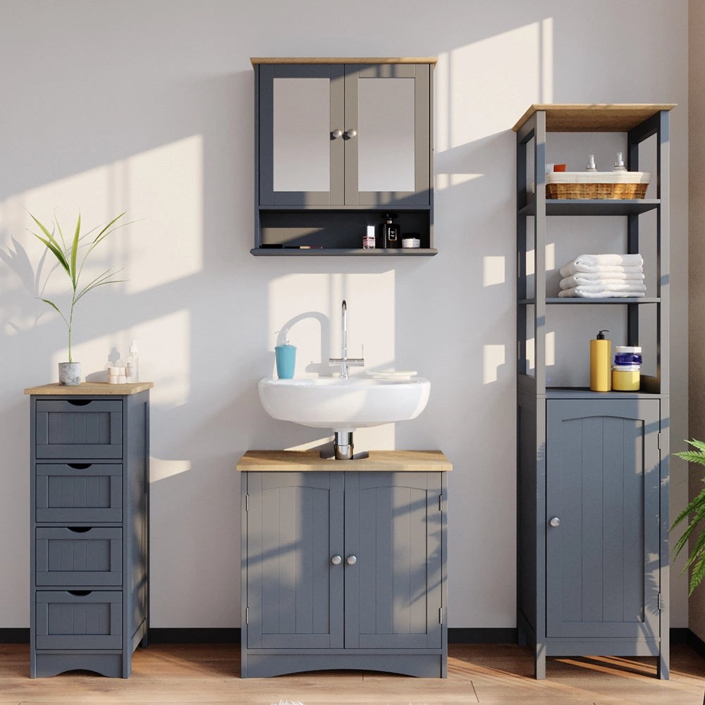 Vicco Specchio contenitore bagno Grigio 56 x 58 cm