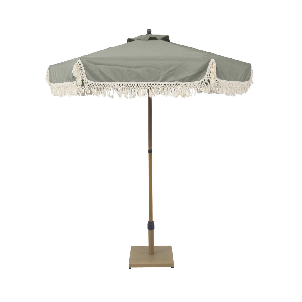Ombrellone rotondo dritto con frange, ø2m, verde kaki