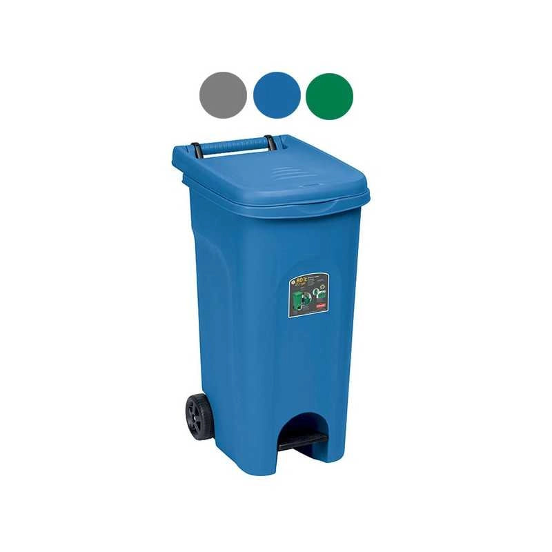 Bidone Urban Quadro con Pedale Verde L 80 Stefanplast