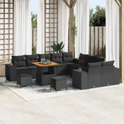 Set Divano da Giardino con cuscino 13 pcs Nero polyrattan 3364009