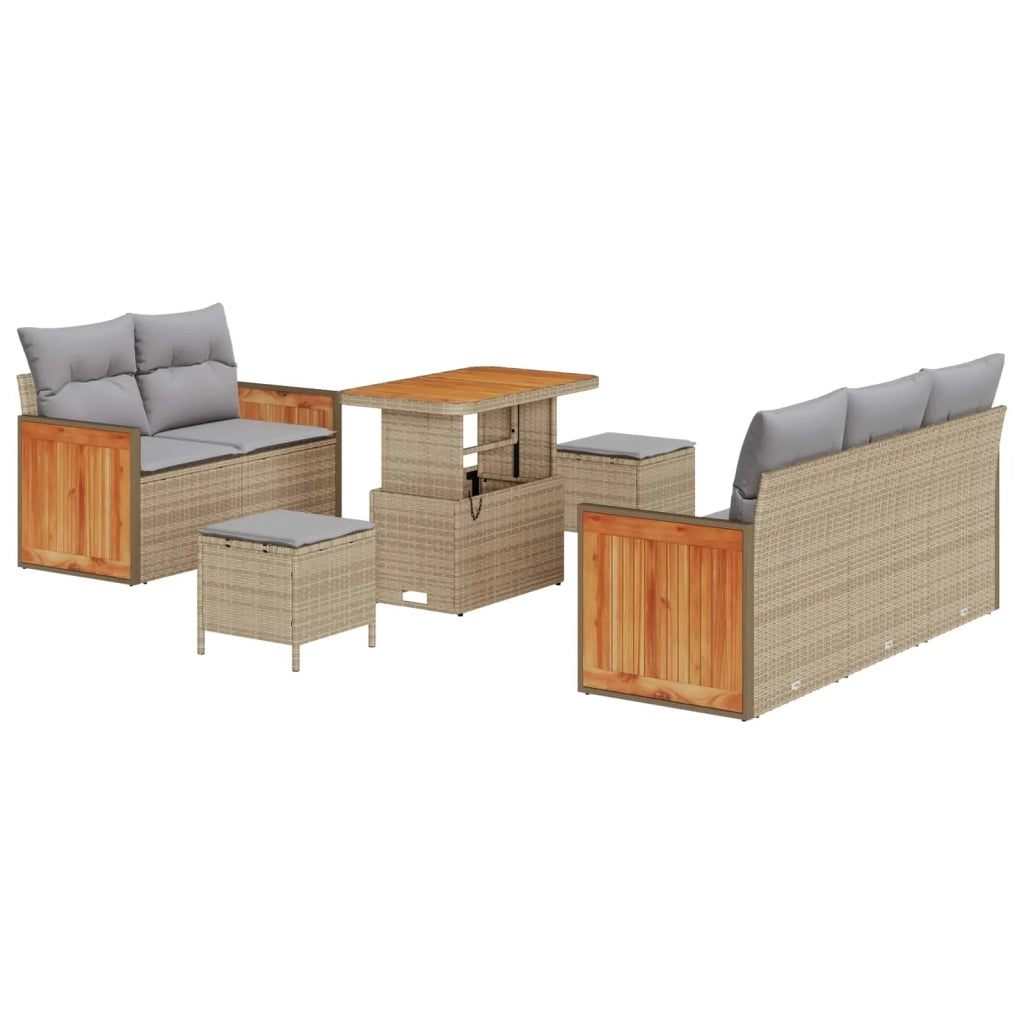 Set Divano da Giardino con cuscino 8 pcs Beige e Grigio Chiaro 3363122