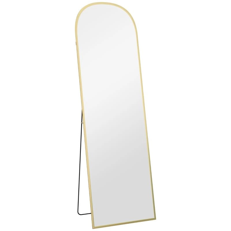 SPECCHIO DA TERRA E PARETE MODERNO IN LEGA DI ALLUMINIO CON SUPPORTO PIEGHEVOLE, 50X170CM, ORO