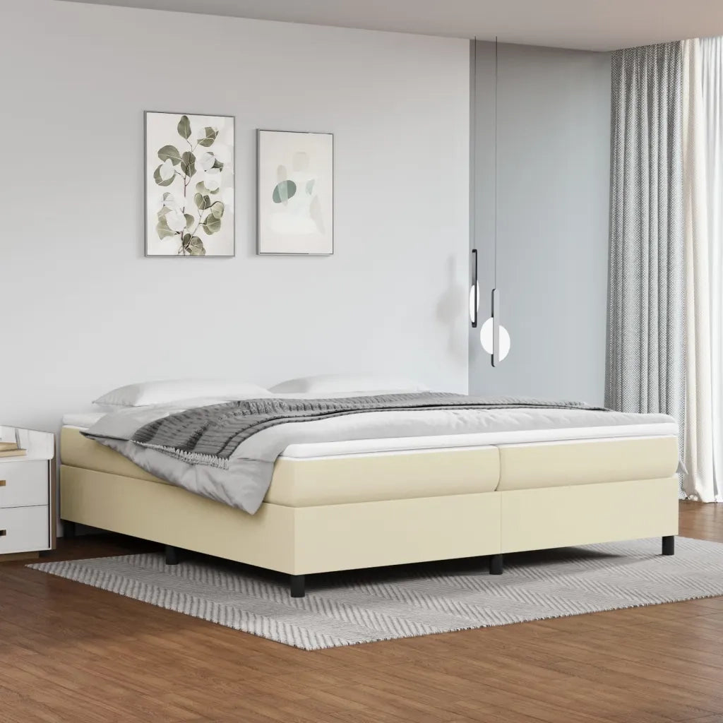 Letto matrimoniale | Letto per adulti | Struttura Letto a Rete a Molle Crema 200x200 cm in Similpelle
