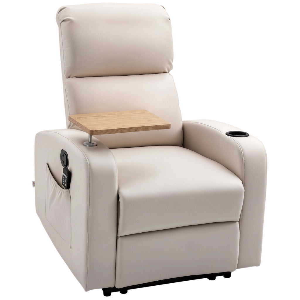 Poltrona relax e massaggio reclinabile con braccioli ¨C Minimal ¨C Tessuto microfibra beige