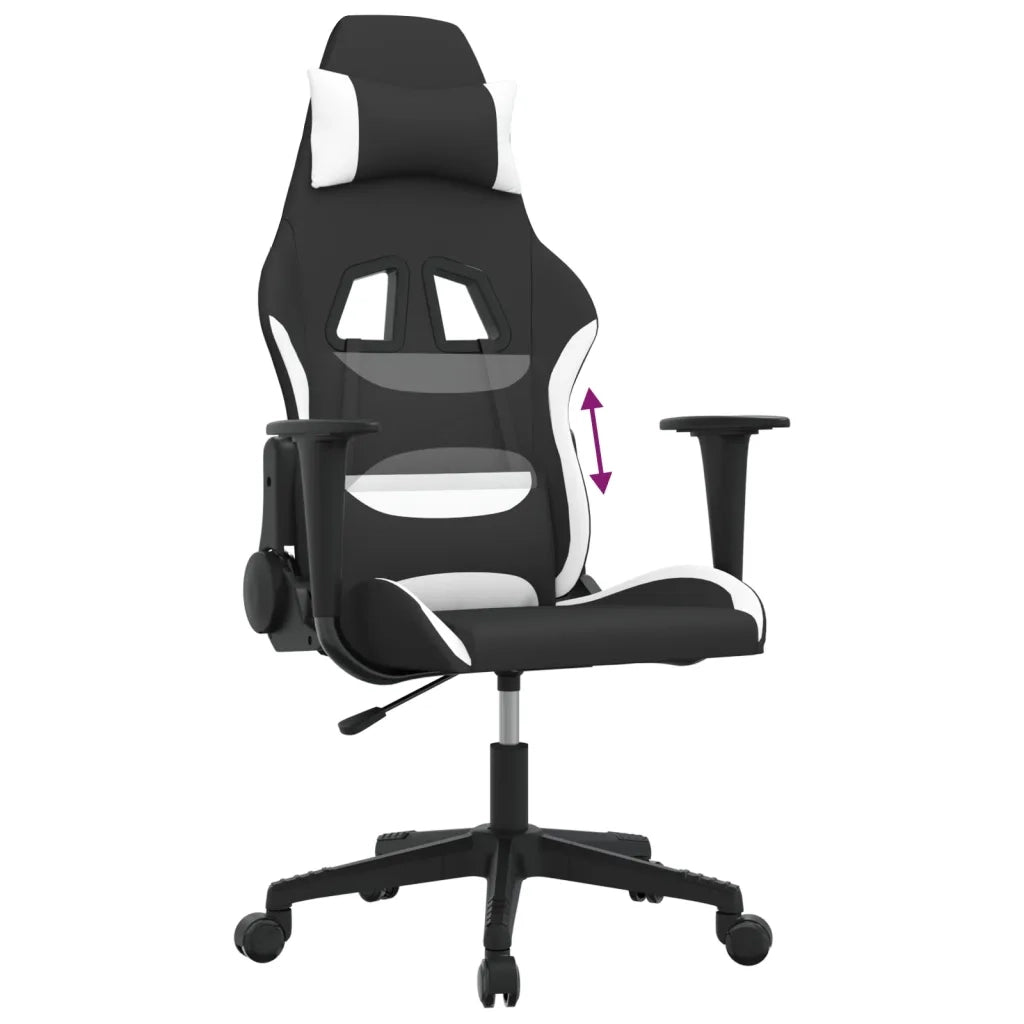 Sedia da Gaming Nero e Bianco in Tessuto 3143740