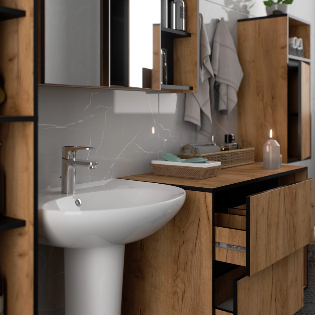 Mobile bagno sospeso VAMI Rovere Craft, Nero 35 cm 1 anta 35x30x80 cm
