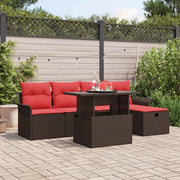 Set Divano da Giardino con cuscino 6 pcs Marrone polyrattan 3361003