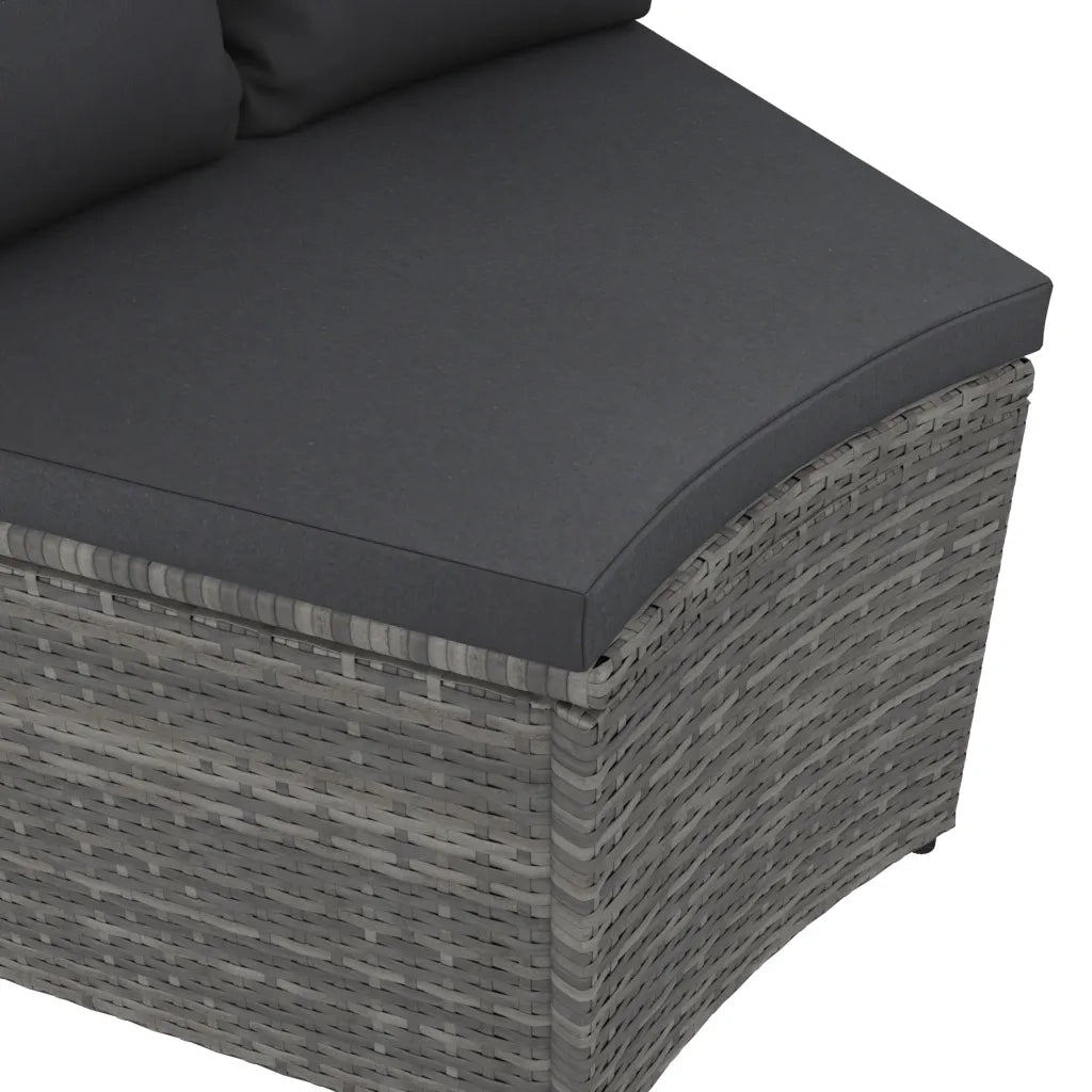 Set Divani da Giardino 5 pz con Cuscini in Polyrattan Grigio 3064907