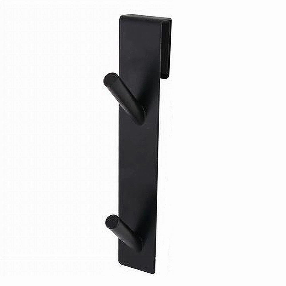 Trade Shop - Gancio Doppio Per Porta Box Doccia Appendere Asciugamani Bagno 4x18cm Nero 87771 -