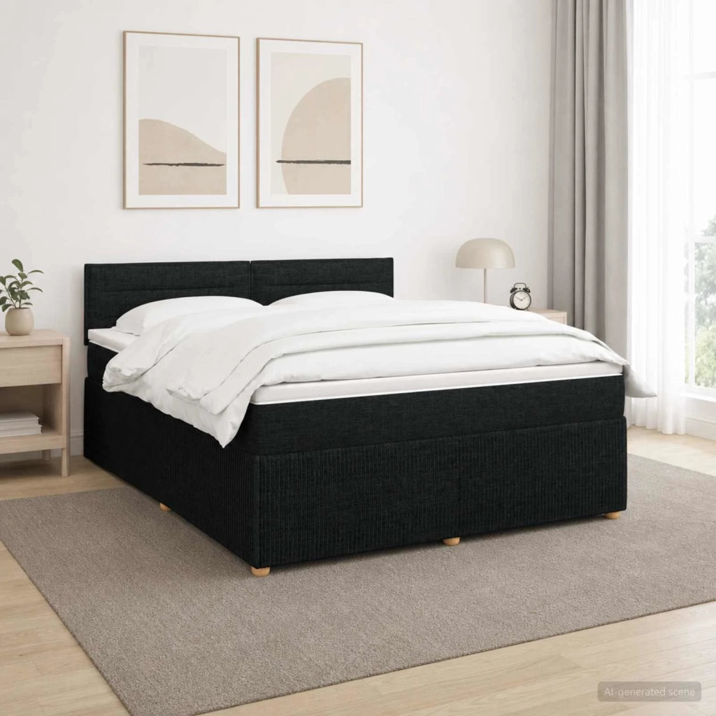 Letto box spring con materasso Nero 140 x 190 cm Tessuto 3452920
