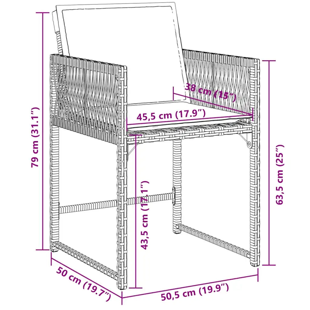 Set da Pranzo da Giardino 13pz con Cuscini Nero in Polyrattan 3211491