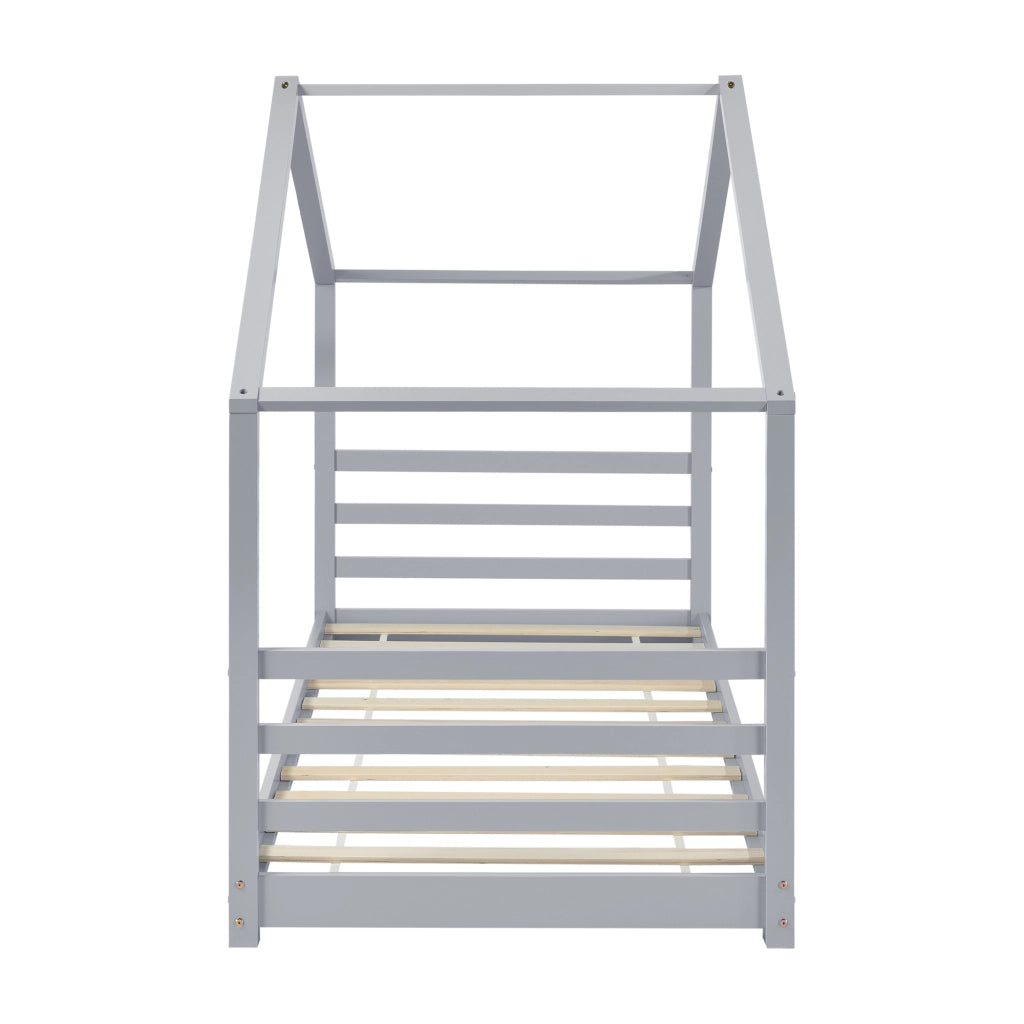 Letto a Casetta per Cameretta Vardø 90x200 cm Legno - Grigio [en.casa]