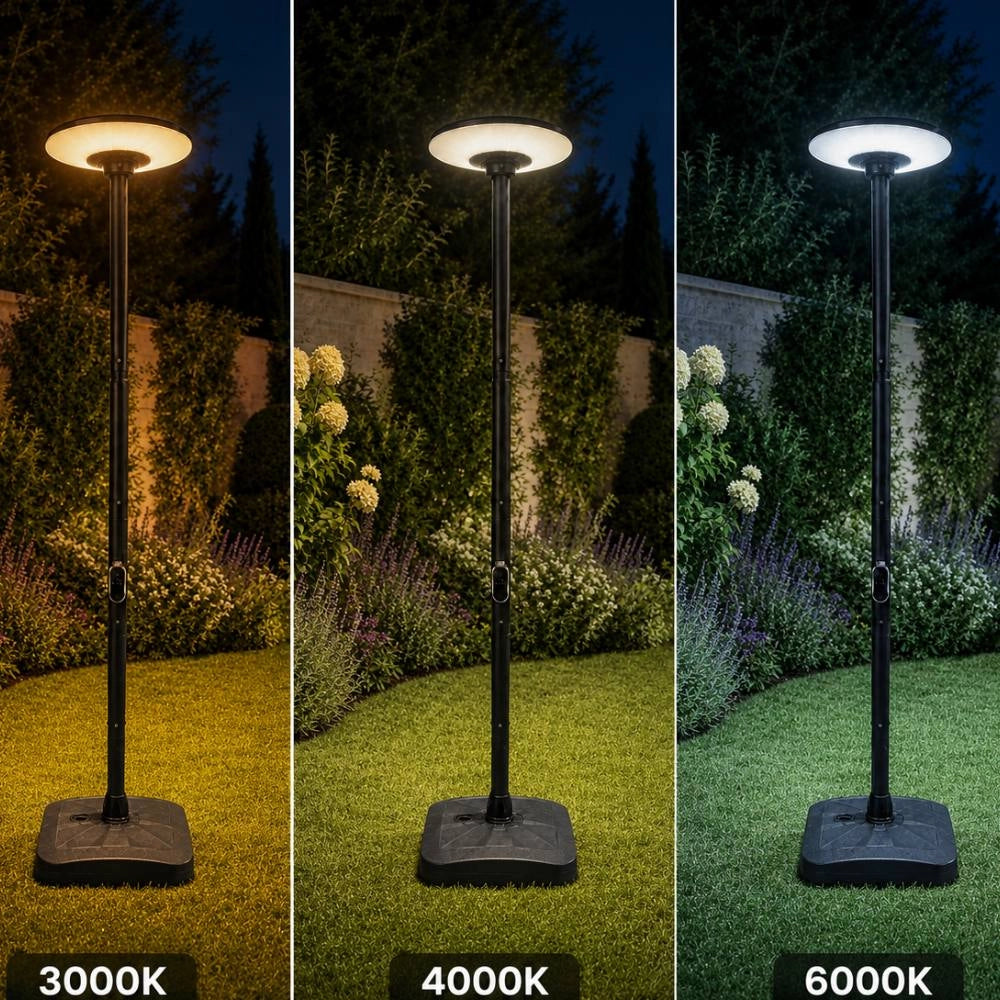 Lampada solare led da giardino 15w con palo e telecomando