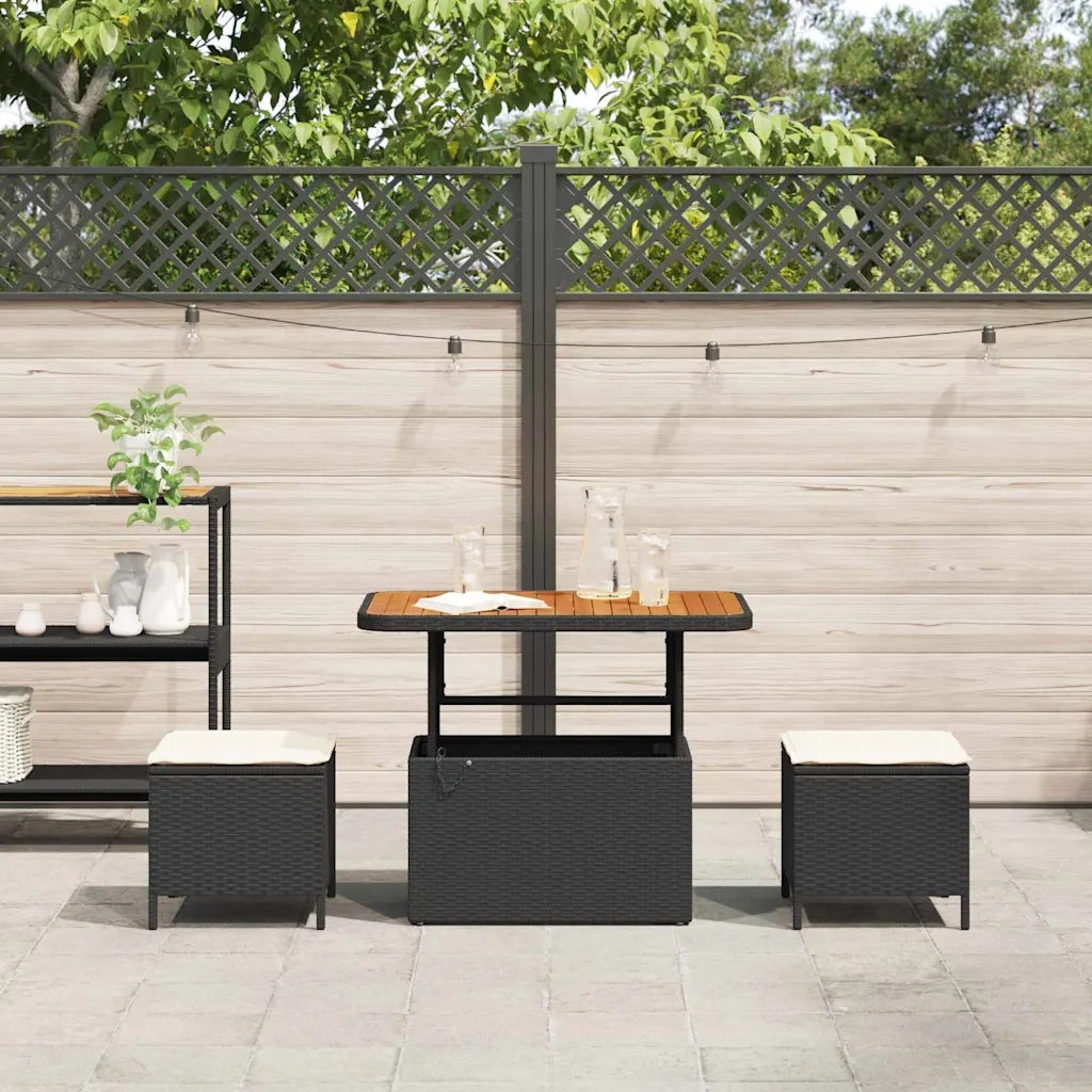 Set da Pranzo per Giardino | Set Salotto da Giardino Nero polyrattan