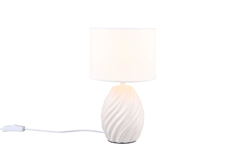 Lampada da tavolo ceramica bianca con paralume E14 MELVA