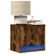 Comodini a Parete con luci LED 2 pz Rovere Fumo 852084