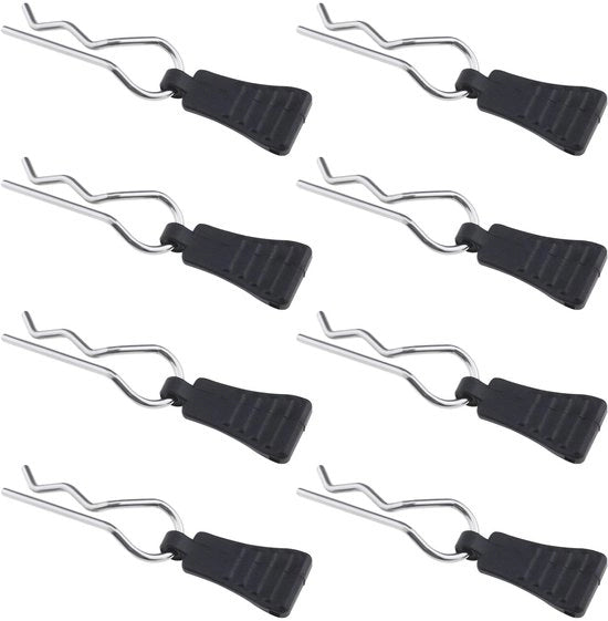 Clip di corpo 8 pezzi - Punti R curvi - Lega di alluminio/Acciaio - Per RC Auto 1/8/1/10/1/12 - Duraturo - Nero