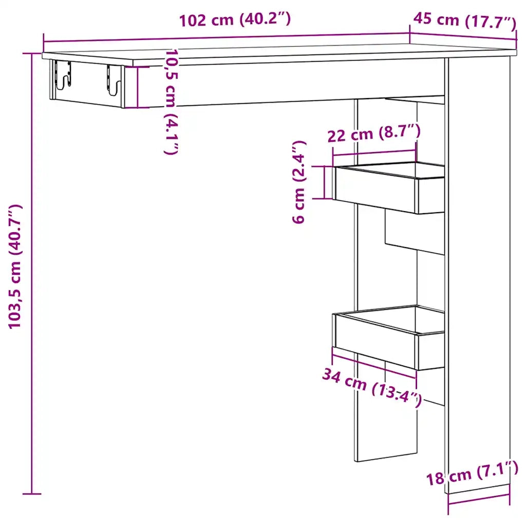 Bancone da Muro Rovere Artigianale Legno Multistrato