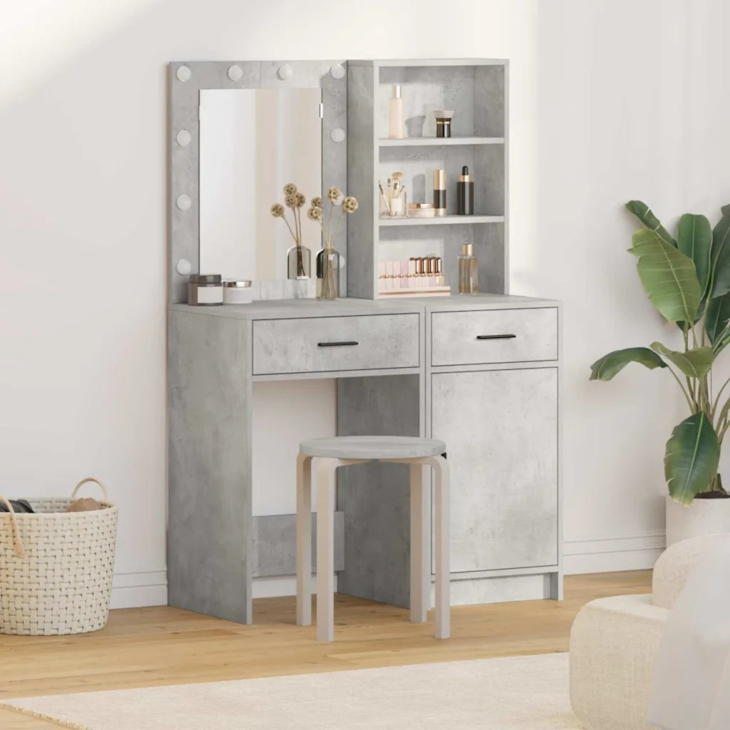 Set da tavolo da trucco con LED con porta 2 pcs Grigio cemento 3334275