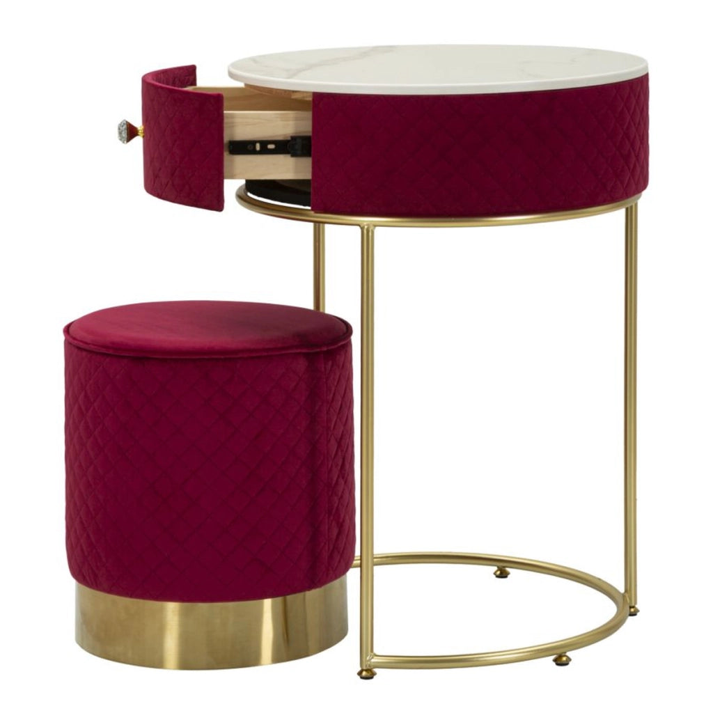 Comodino VKH756, Rosso, Legno, 52x52x70 cm